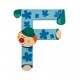 Lettre décorative clown en bois - Janod - F (bleu)