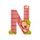 Lettre d&eacute;corative clown en bois - Janod - N (rose)