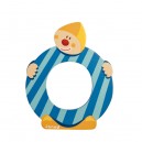 Lettre d&eacute;corative clown en bois - Janod - O (bleu)