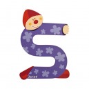 Lettre d&eacute;corative clown en bois - Janod - S (violet)