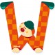 Janod lettre clown, W orange - lettre en bois pour prénom de bébé