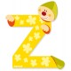 Lettre en bois Janod - lettre clown Z jaune de violet, cadeau de naissance et prénom de bébé