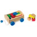 jeu de construction en bois dans un chariot &agrave; tirer