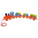 Train Speedy, un jouet en bois à tirer haut en couleurs.