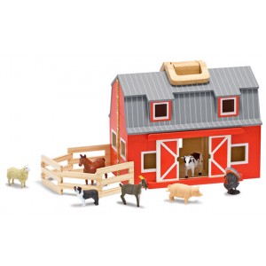 Ferme en bois avec animaux