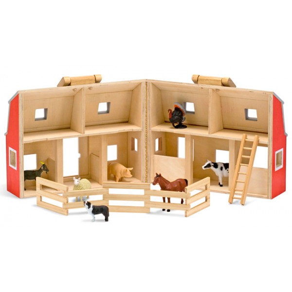 Atoylink Ferme Jouet en Bois, Portable Maison avec Animaux de la