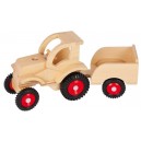 Tracteur en bois avec remorque - jouets en bois