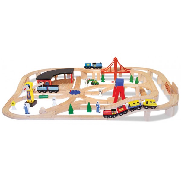 Petit circuit train léger, avec jeux de circulation en bois. Promotion